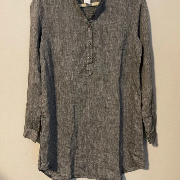Placket Tunic Gray Blouse S/M/L - Picture 4 of 6
